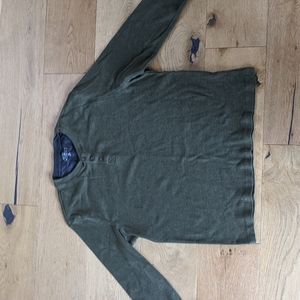 Club Room men's XL Henley Waffle green long sleeve shirt.